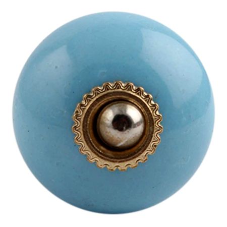 Sky Blue Golden Fitting Ceramic Cabinet Knob